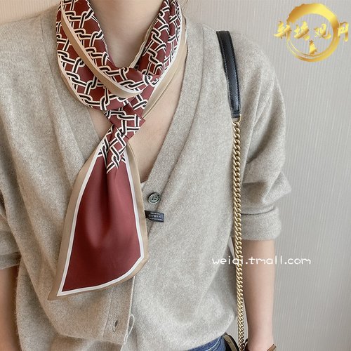 丝巾小长条女春秋百搭洋派护颈脖子懒人装饰方巾围巾韩国搭配领巾