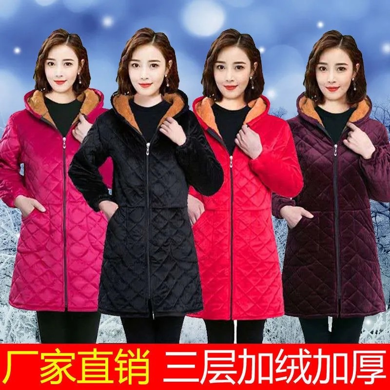成人罩衣加绒加厚罩衣女成人中长款保暖围裙秋冬韩版工作服羽绒服