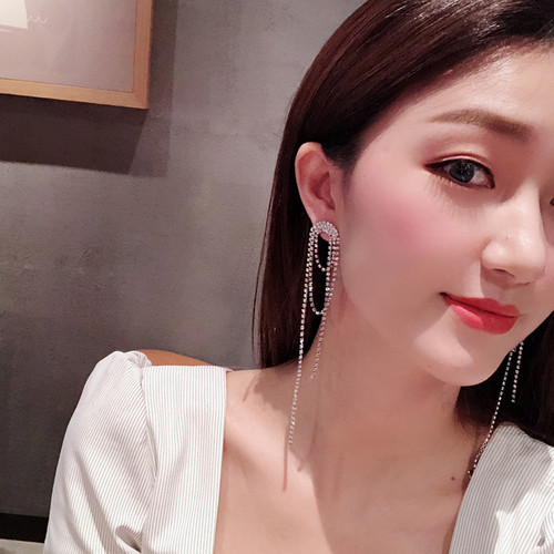 优雅长款流苏高级感耳环2021年新款潮法式女网红复古气质宴会耳坠