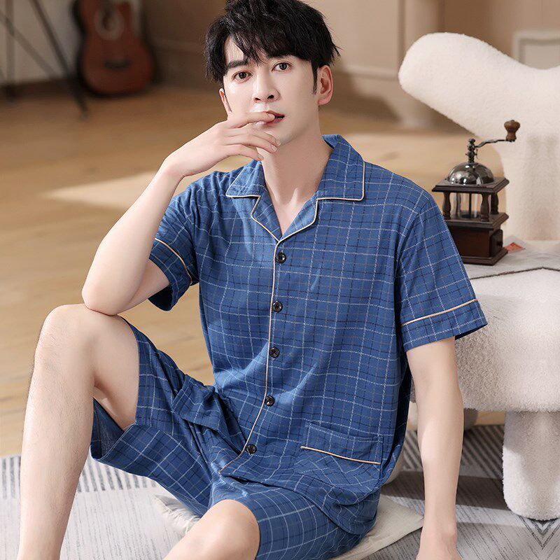 2024新款中年男士纯棉睡衣x男夏季薄款短袖短裤爸爸家居空调服套