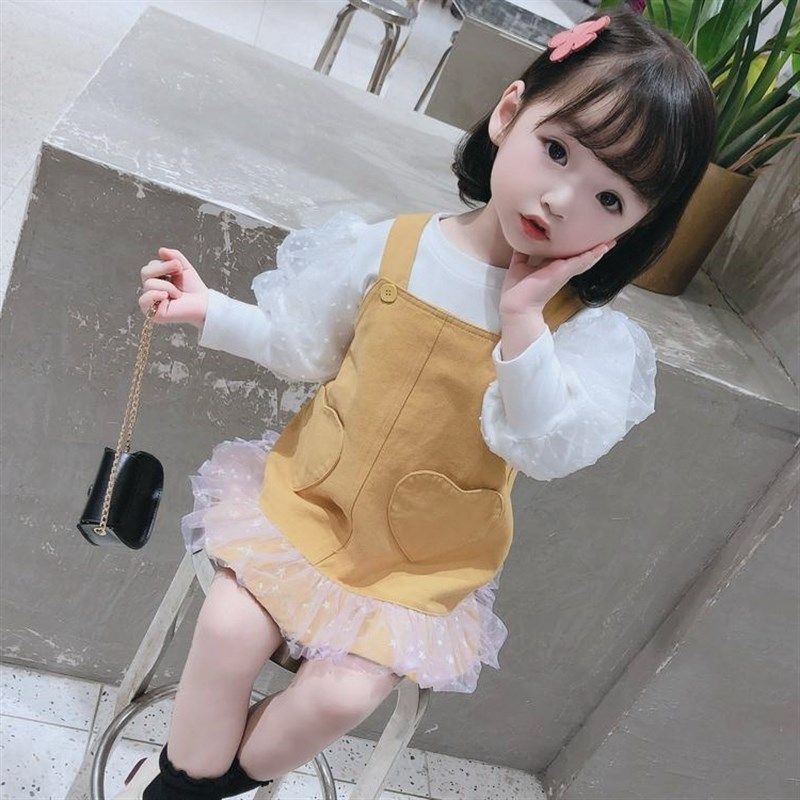 2024新款韩版洋气网红儿童装女宝宝韩版背带裙两件套女童秋装套装