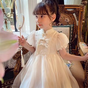 女童旗袍夏装2023新款洋气儿童新中式连衣裙女孩中国风汉服公主裙