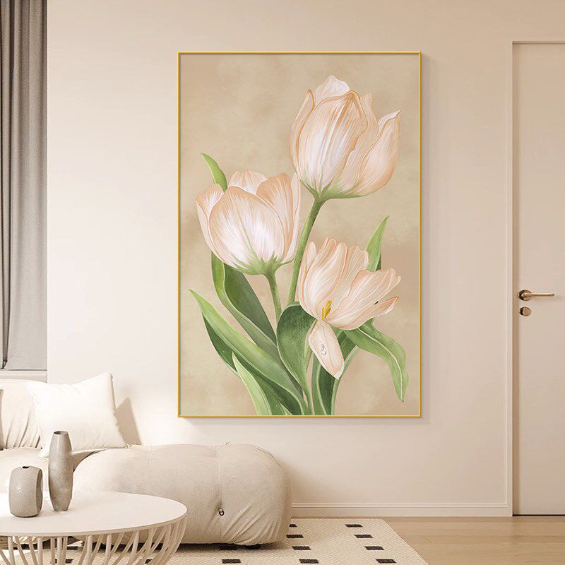 美式沙发背景墙挂画法式奶油风花卉装饰画电视柜摆画玄关过道壁画