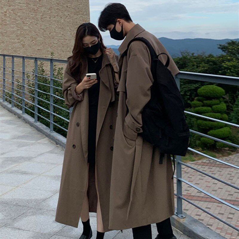 情侣外套男女通款风衣超长款休闲加肥加大大码春秋季宽松英伦风潮