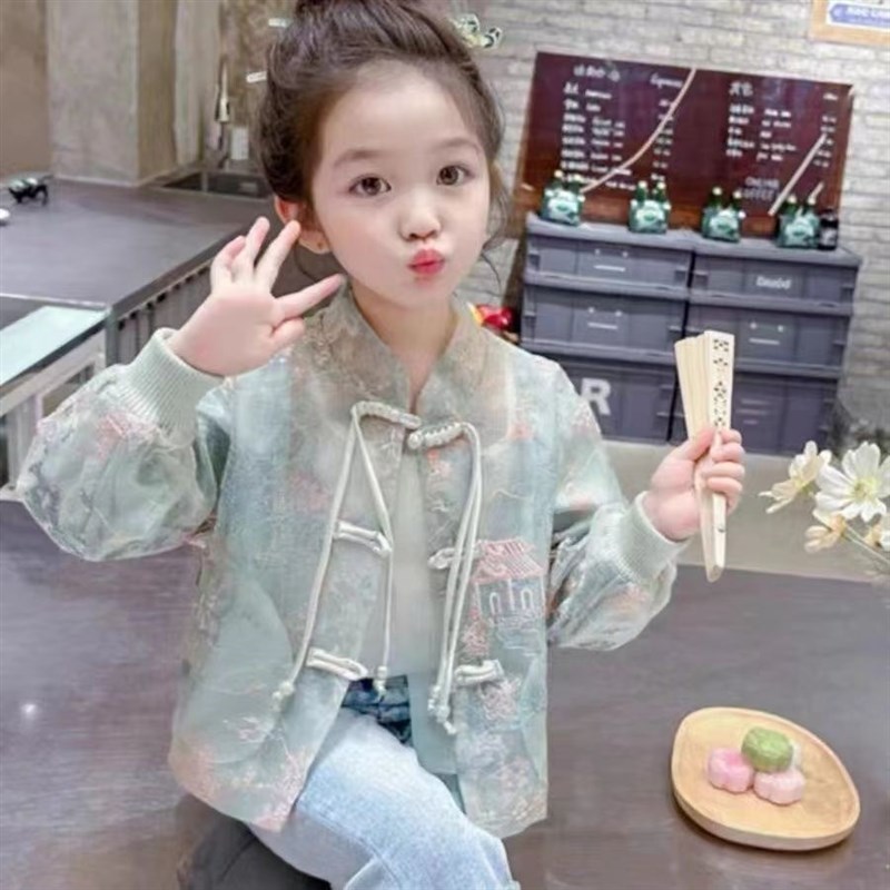 女童唐装夏季新中式国风防晒衣女孩夏装儿童透气古风外套潮款复古