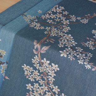 麻布提花沙发垫布套梅花抱枕沙发套家居面料 提花棉麻织锦布料中式