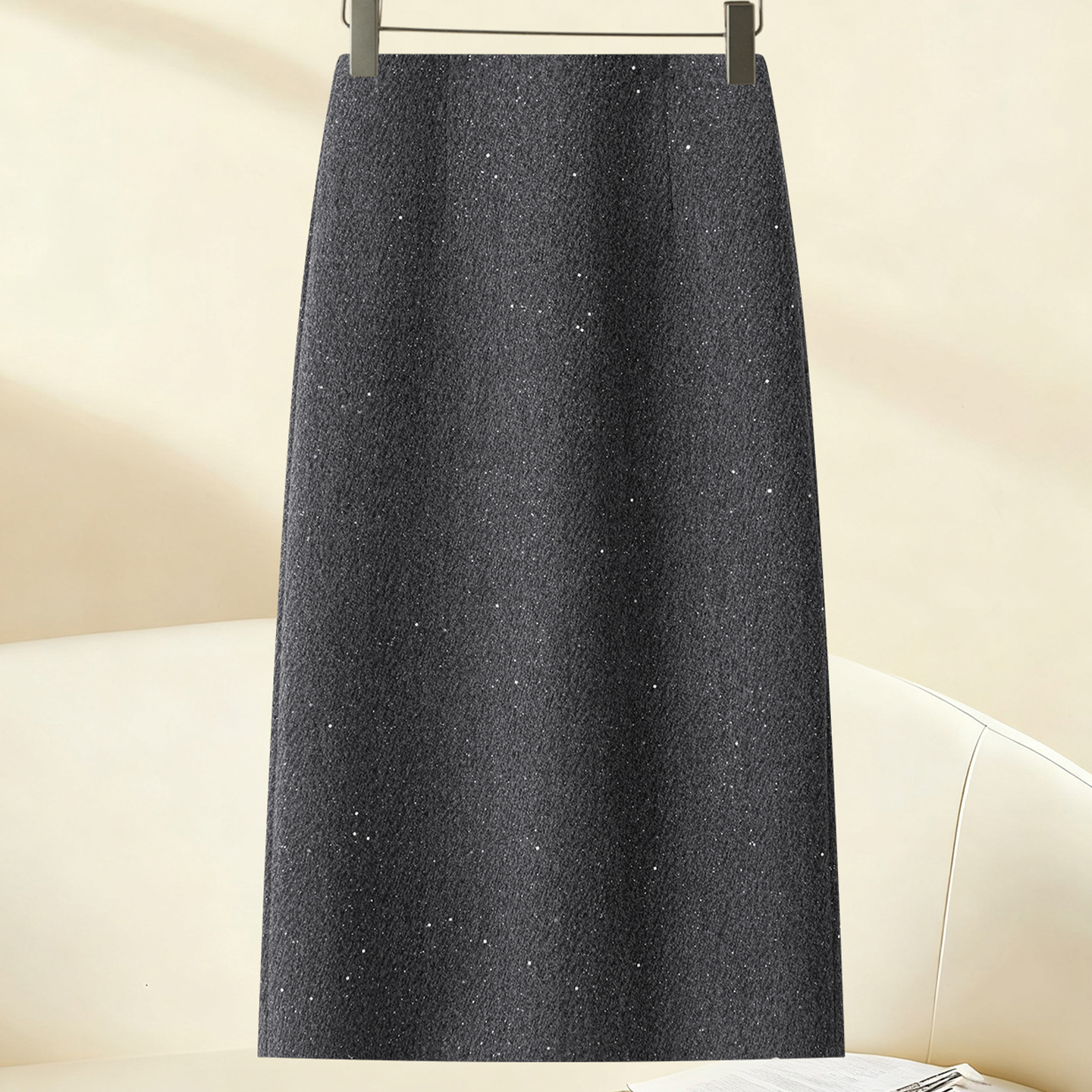气质亮片毛呢长裙半身裙女
