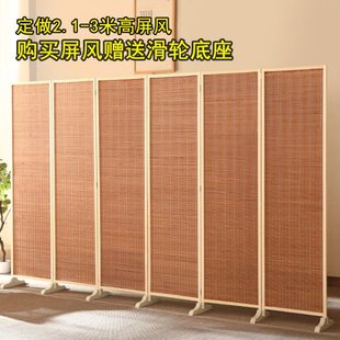 高端屏风移动折屏隔断实木竹子屏风田园花鸟简约客厅卧室玄关中式