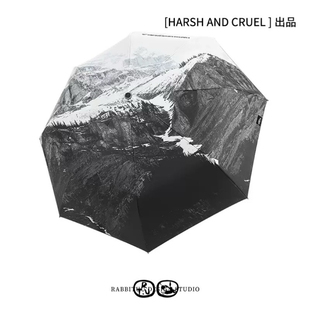 rabbituu【雾霾雪山】双层自动伞雨伞男士结实抗风晴雨两用伞折叠