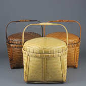 手工竹编复古提篮野餐盒编织大号家用茶具收纳篮子竹筐农家竹制品