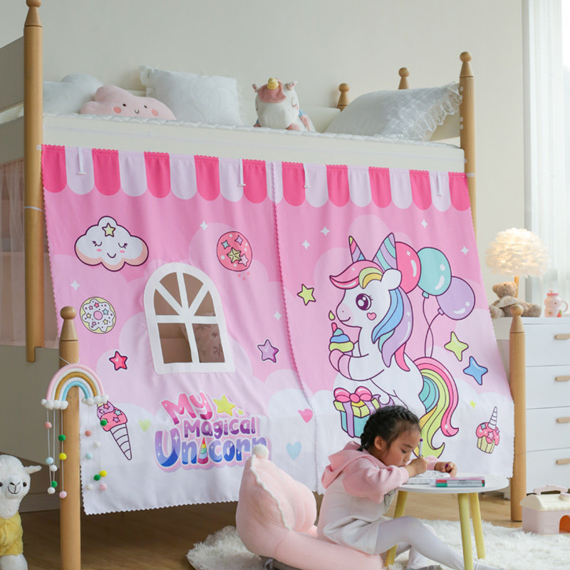 儿童子母床下铺专用蚊帐 梯形高低床魔术贴床帘 上下铺双层床蚊帐