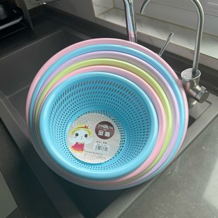 塑料篮子 粗眼沥水篮镂空家用厨房洗菜筛多功能洗水果盆加厚3个装