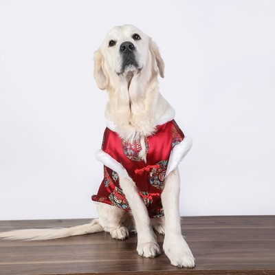 狗狗衣服大型犬冬季金毛新年棉衣保暖拉布拉多边牧过年喜庆红冬装