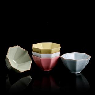 汝窑八方来财主人杯开片可养个人专用杯约茶盏粉色功夫茶具女士杯