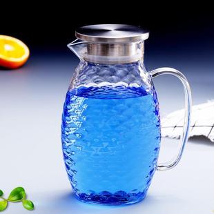 厂家加厚锤纹玻璃凉白开水壶大容量家用泡茶果汁鱼鳞纹冷水壶