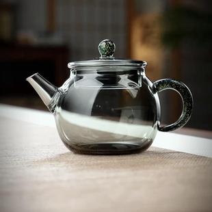 炫彩一人饮手工小茶壶全玻璃泡茶器小号迷你家用功夫茶具带过滤