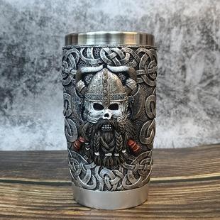 跨境新品 中世纪北欧维京海盗啤酒杯大容量随手杯创意维京人杯子