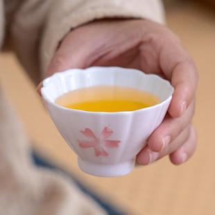 嫩粉手绘玫瑰花主人杯茶杯家用陶瓷单杯个人专用功夫茶具