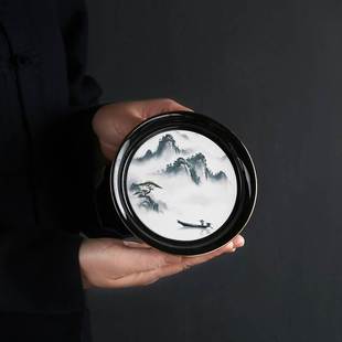 粗陶吸水壶承家用圆形碟陶瓷茶壶托盘杯垫功夫茶具配件小型干泡台