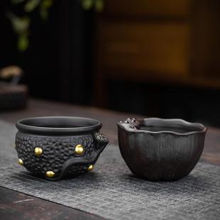 茶道 紫砂莲蓬茶杯主人杯大号功夫茶具个人品茗杯茶盏普洱个性