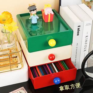 桌面收纳盒储物盒办公室书桌防尘整理柜 创意家用可爱抽屉式