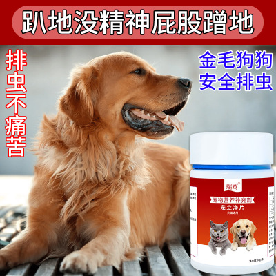【金毛驱虫体内排虫片】趴地无力瘦弱狗狗排出寄生虫绦虫蛔虫线虫