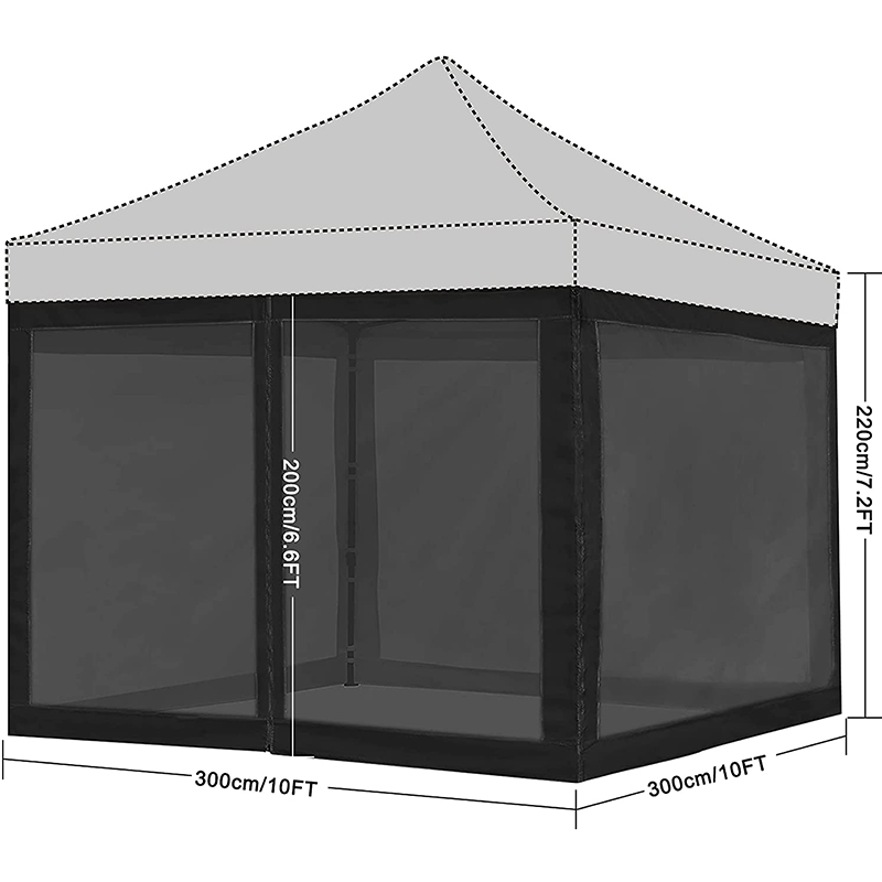 户外遮阳篷防蚊帐帘子白色广告篷网罩纱四脚折叠棚围布透气门车篷