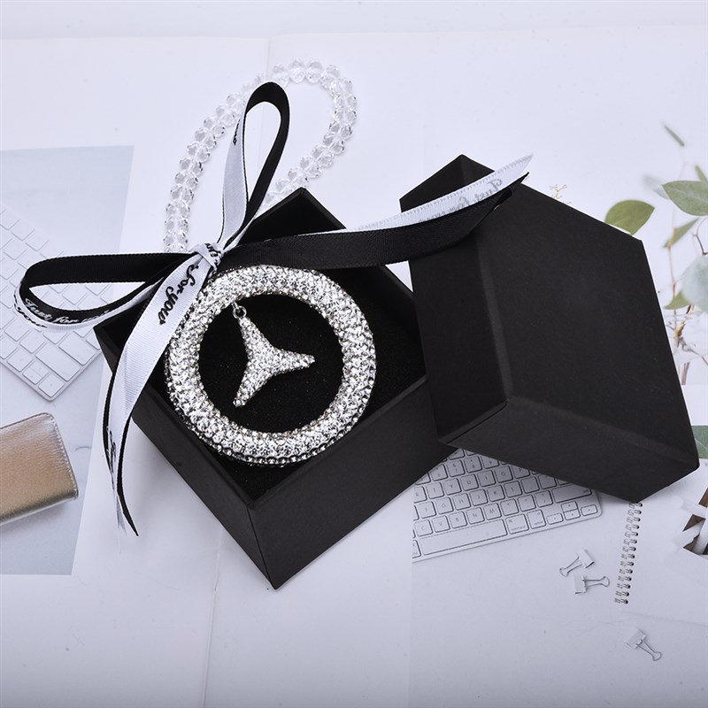 适用于汽车挂件车载后视镜镶钻车标水晶挂饰装饰女士车内吊饰