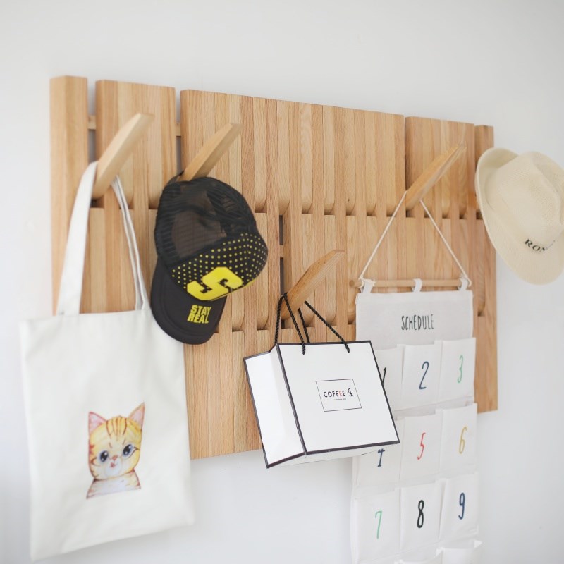 钢琴键衣帽架钢琴键挂衣板墙壁置物架电表箱遮挡红橡木木条挂钩