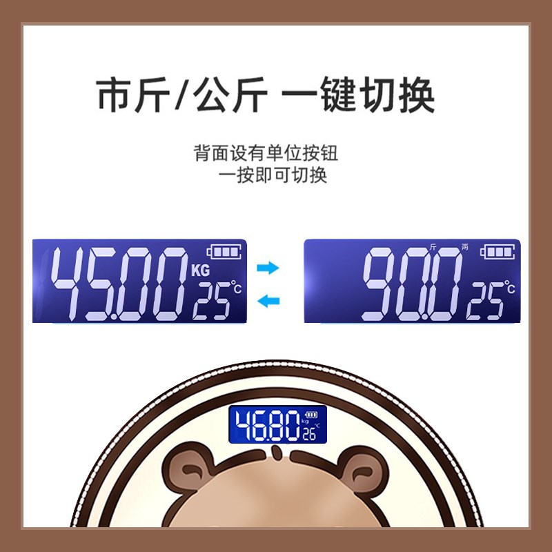 网红卡皮巴拉体重秤水豚鼠可爱电子秤精准耐用学生体脂秤