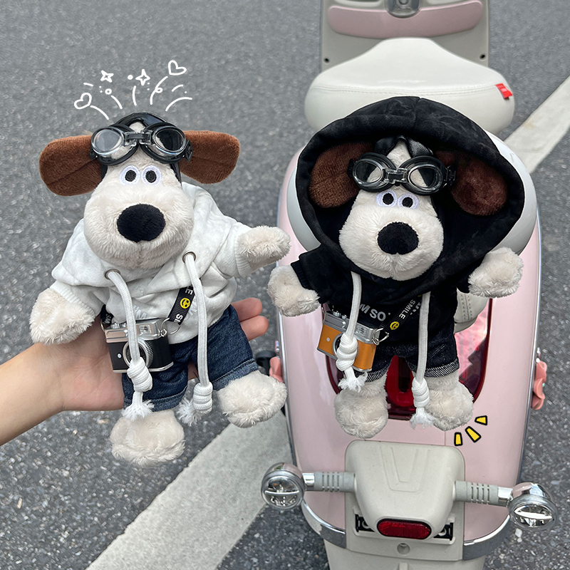 电动车装饰小配件可爱掌门狗公仔电瓶车摩托后视镜可爱玩偶装饰品