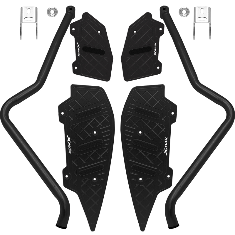 适用山叶XMAX300 17-23年改装防滑脚踏板防摔保险护杠射灯支架