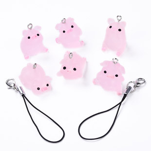 树脂粉色小猪仔立体挂件汽车家居小摆件装饰用品项链手链包包挂饰