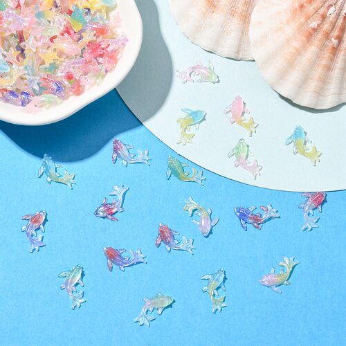 闪粉夜光立体小鱼树脂贴片