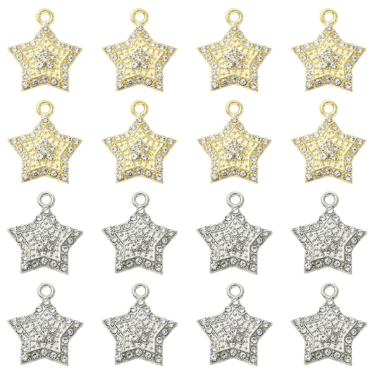 10个合金水钻星星吊坠 20.5x17.5mm DIY饰品 项链手链耳环配件