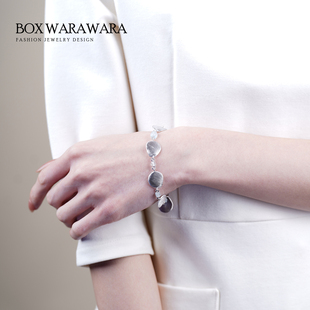 BOXWARAWARA银色几何圆形手链女简约时尚饰品轻奢高级感纯银手饰