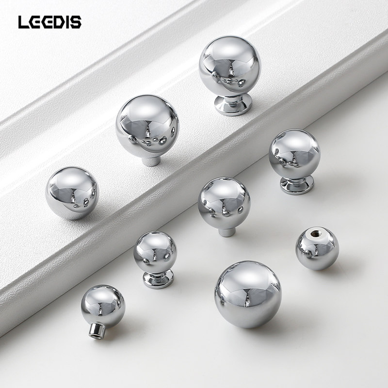 法式镀铬黄铜银色豆豆柜门拉手现代简约圆形圆球橱柜衣柜抽屉把手,基础建材,小拉手,淘宝优惠券,粉丝福利购,淘宝优惠卷