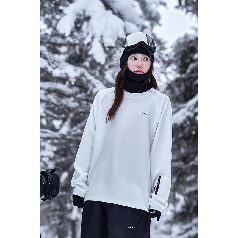 awka滑雪服女款男士情侣卫衣防泼水内搭打底中间层上衣2024新款冬