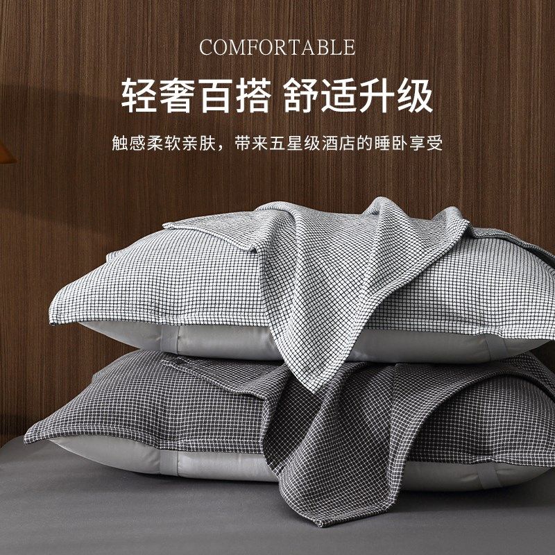 枕巾纯棉家用纱布枕头盖巾男女2025新款全棉绑带轻奢高级感一对装