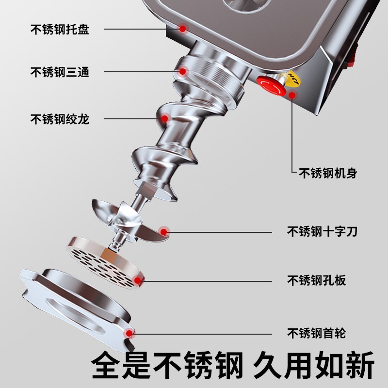 绞肉机商用大功率小型多功能电动不锈钢碎肉绞馅全自动肉馅打肉机