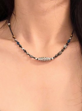 藏式项链新中式天珠造型民族古风手工串珠复古小众设计感锁骨链潮