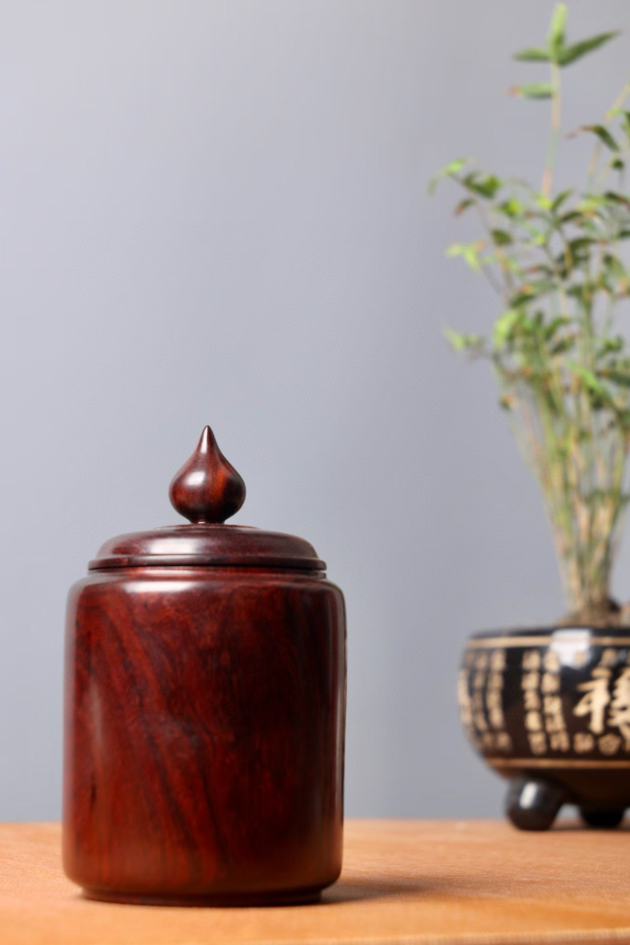 印度小叶紫檀茶叶罐实木茶叶罐红木储茶罐复古家用密封罐茶桶