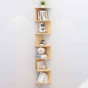 实木转角置物架书架收纳架壁挂墙壁墙角客厅卧室角落多层免打孔