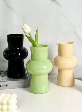 现代简约透明玻璃奶油中古小花瓶高级感家用水培高颜值摆件 ins风