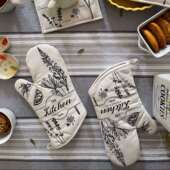 棉制双面印花隔热烤箱手套复古花草设计不分左右手