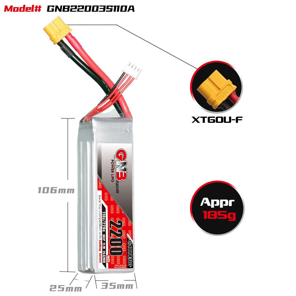 高能GNB 2200mAh 3S 11.1V 110C穿越机航模FPV锂电池GAONENG LiPo