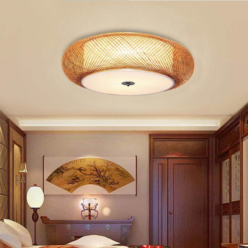 新中式吸顶灯客厅卧室复古吊顶灯具日式竹子灯中式仿古竹编灯饰