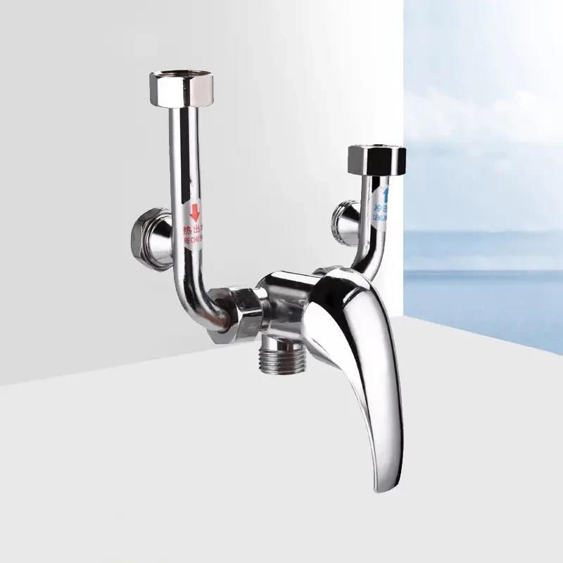 铜电热水器混水型弯管 明装冷热开关淋浴龙头进水管通用配件V2901