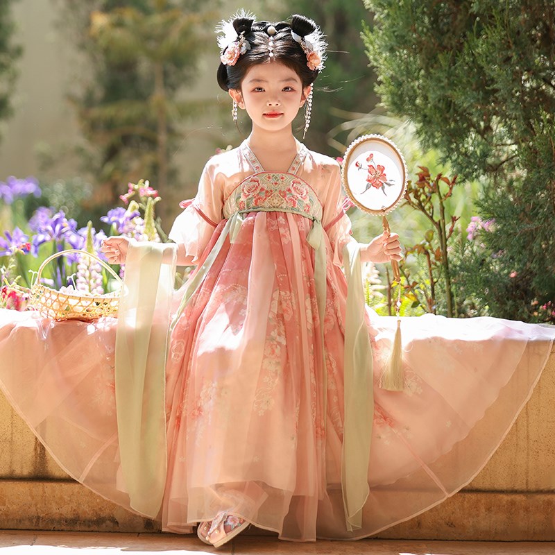 汉服女童夏季2025新款儿童古风唐装超仙中国风连衣裙女孩古装裙子