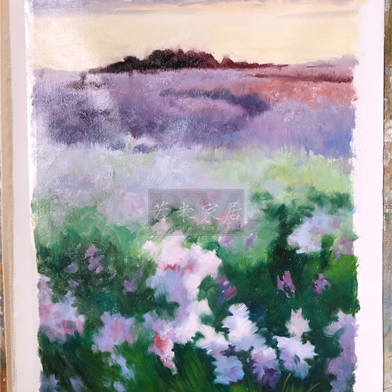现代简约紫e色云风景花卉走廊玄关画纯手绘油画装饰画别墅酒店挂图片